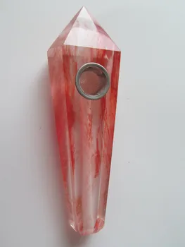 

Natural Red melting ston Sceptre Smoke Crystal Quartz Points Wand Chakra Smoking Pipe Healing Cigarette strainer Energy stones