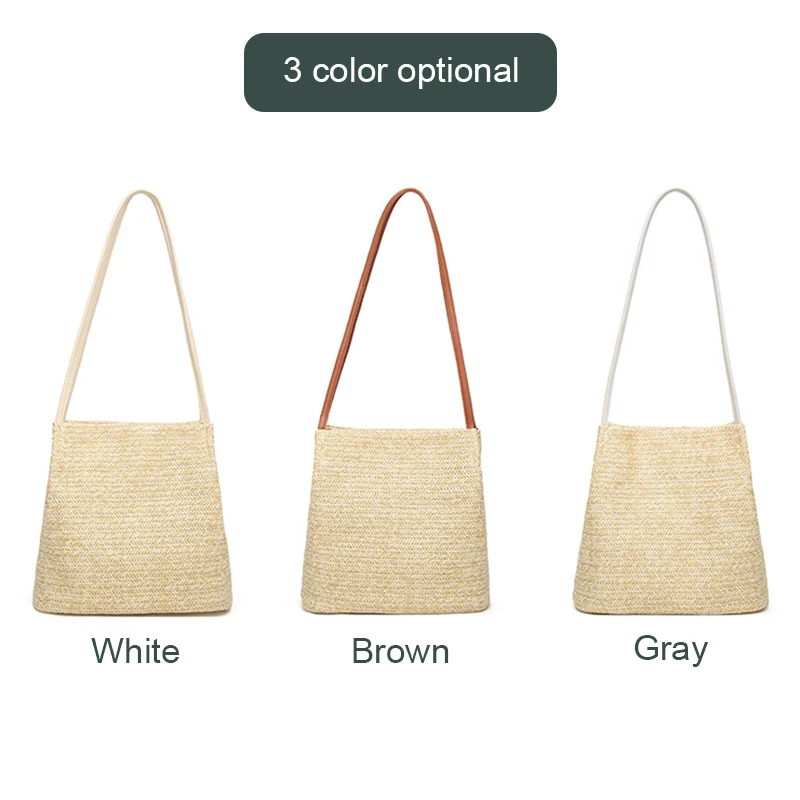 

Woman Straw Bucket Bag Handbag Ladies Beach Casual Shoulder Bags MUG88
