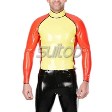 Латексные топы двух цветов, одежда из резины, костюм для мальчиков