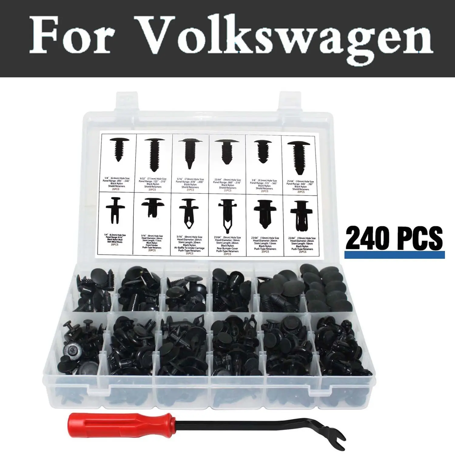 240pcs Push Push Pins Clips Kit Rivet font b Storage b font Case Rivets For Volkswagen