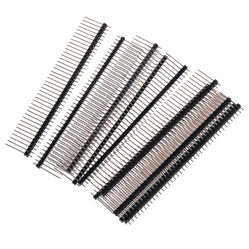10PCS 2.54mm Pin Header Connector 1x40P 19mm/21mm Single Row Male Breakable Same Length Golden Pin Rosh Wholesale