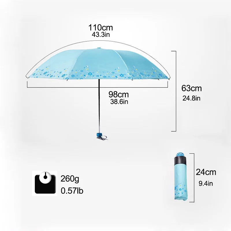 Легкий зонт от дождя для женщин модные складные райские полностью затемненные зонтики с принтами цветов для девочек креативный подарок