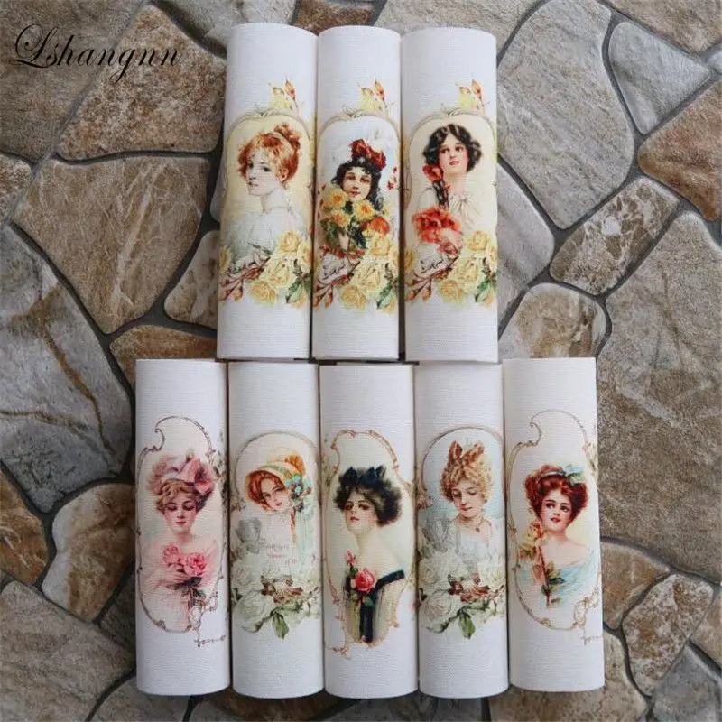 

Retro Beauty Digital Print Dyed Cotton Linen Fabric For DIY Sewing Quilting Patchwork Home Textile Decor Of Purse Bags Crafts