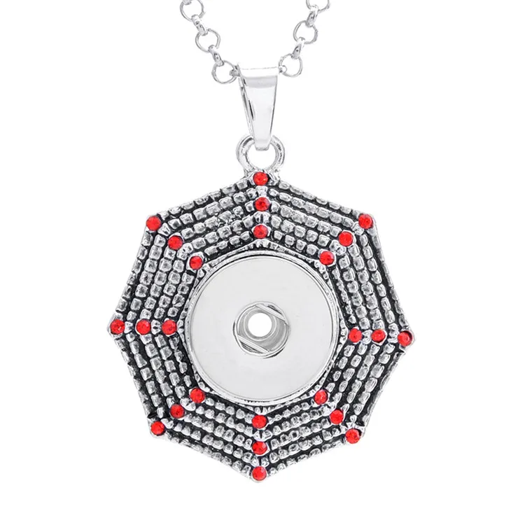 

Trendy Rhinestone Spider webs pendant snap necklace 60cm keychain fit 18MM snap buttons Fashion jewelry DIY accessories XL0026