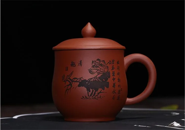400CC Исин чайные чашки с крышкой набор Китайский кунг-фу чайные кружки металлический пурпурный глиняный песок Лотос ручной работы посуда