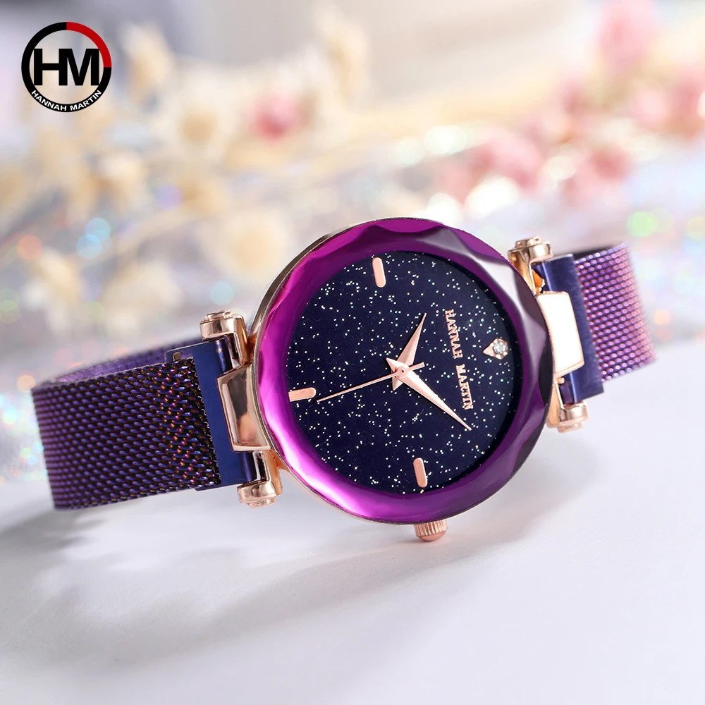 

Women Watches Rose Gold Mesh Luxury Ladies Watch Magnetic Starry Sky Diamond Geometric Surface Casual Dress Quartz Wristwatches