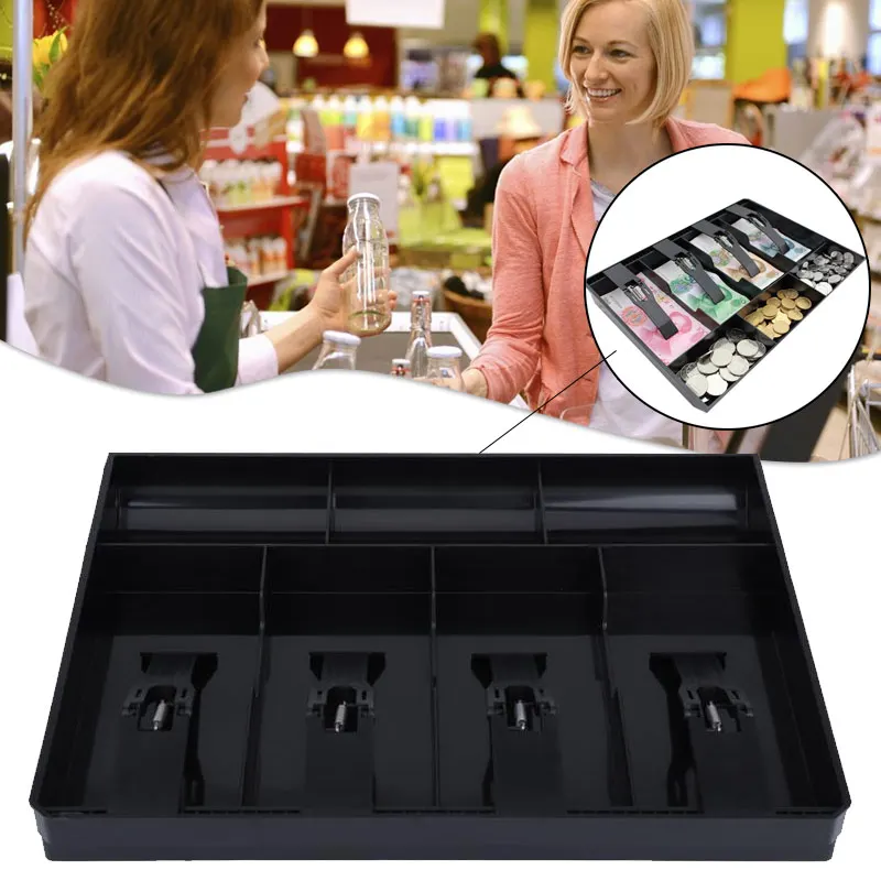 

Store Cash Drawer Cashier Storage Box 4Grids Stylish Cash Drawer Register 3 Coins 4 Bills Insert Tray Fashionable Garage Sales