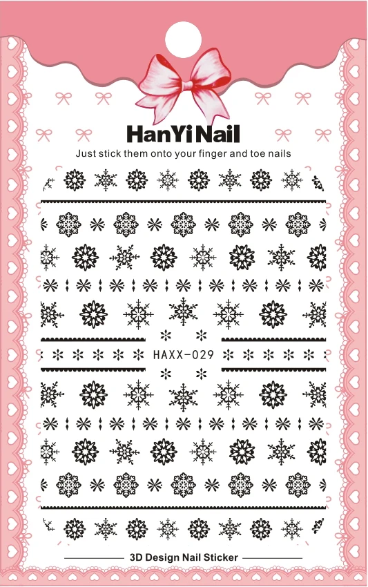 HX023-037, новинка, самоклеющиеся наклейки для ногтей, наклейки для ногтей, снежинка, зима, Рождество, маникюрные наклейки - Цвет: HAXX029