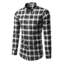 Мужская Новая повседневная и саморазвивающаяся клетчатая рубашка с длинными рукавами, клетчатая рубашка, camisa masculina, британский стиль, тонкая мужская рубашка VD