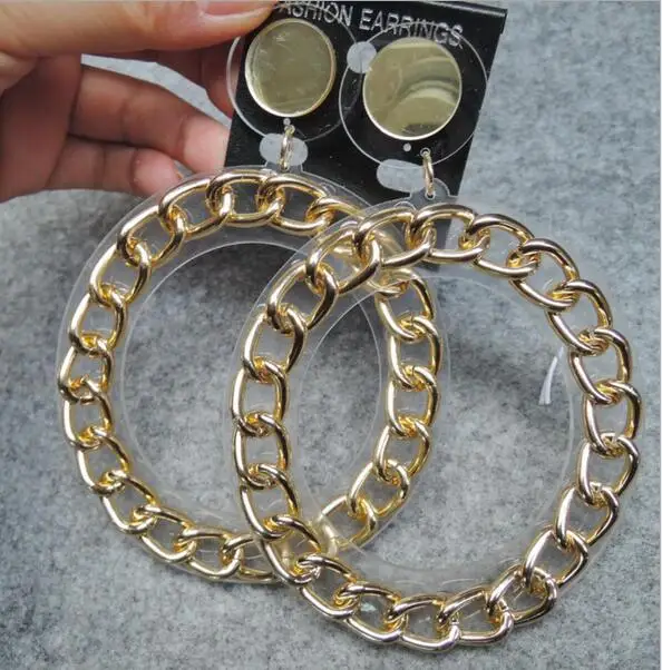 

New fashion punk rock hollow out round drop earrings for sexy women girl hip hop club party jewelry acrylic vintage earrings