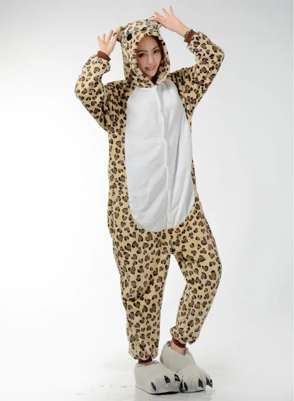 Мужские Женские мультфильм Leopard взрослых животных Комбинезоны onsie пижамы Комбинезоны для женщин c355 S/M/L/XL/ XL