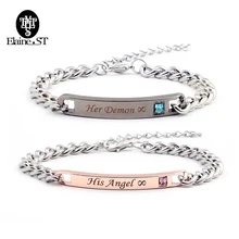 Его ангел и ее демон браслеты для влюбленных пожизненная Любовь Пара Браслеты, свадебные украшения мужские браслеты с обещаниями и браслеты