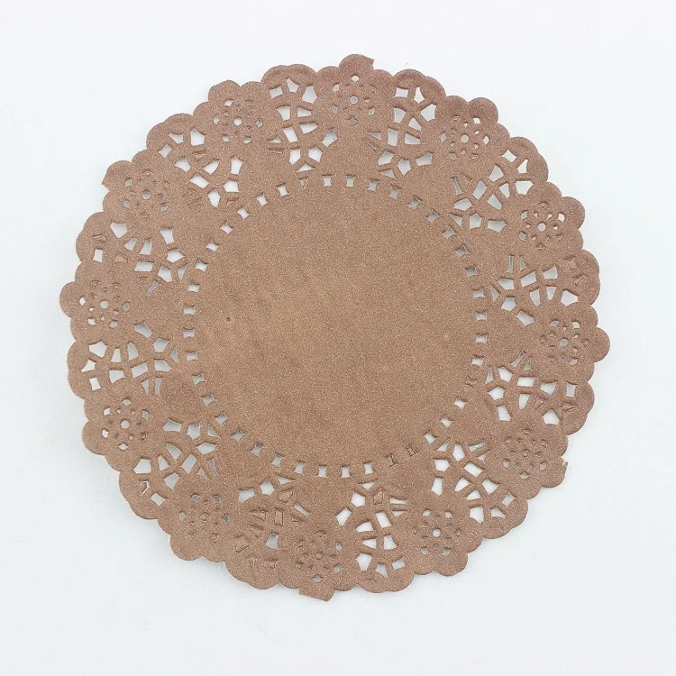4.5" round brown paper lace doilies decorating paper placematsin Mats & Pads from Home & Garden