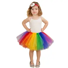 Летняя пышная трехслойная юбка-пачка радужных цветов для девочек фатиновая юбка-пачка для маленьких девочек Детские юбки-пачки для танцев PY8