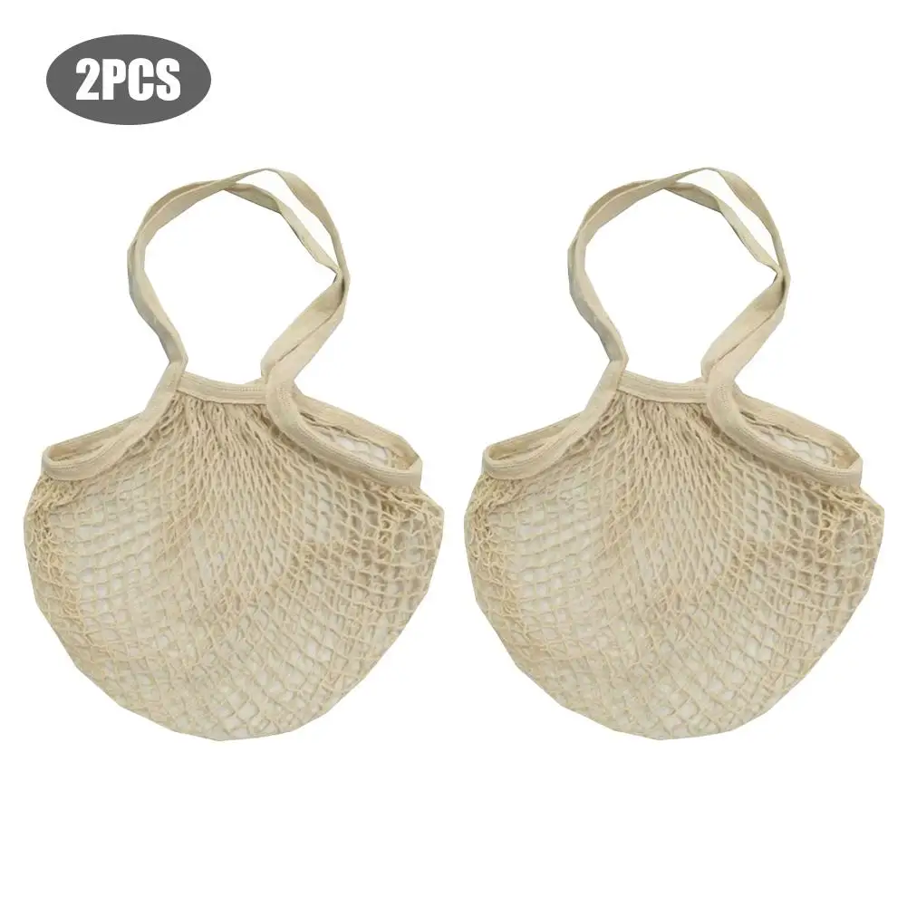 

2PCS Organic Cotton Mesh Bag Can Be Used Repeatedly Portable Bag Shopping Net Bag, Vegetable And Fruit Storage