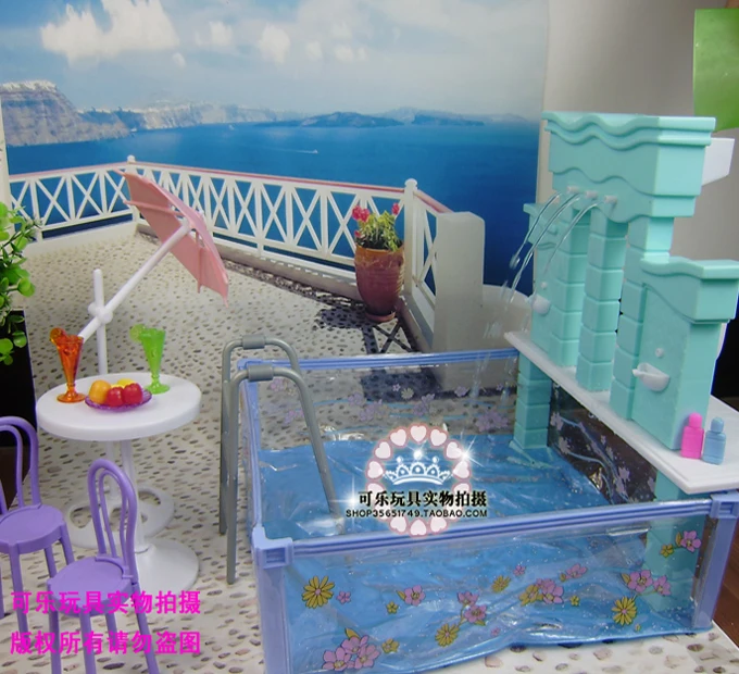 Mobili Per La Casa Di Bambola Barbie Nuoto Piscina 1/6 Bjd Accessori Princesas Casa Di Gioco Di Plastica Set Casa Bonecas Bambino Giocattoli Fai Da Te