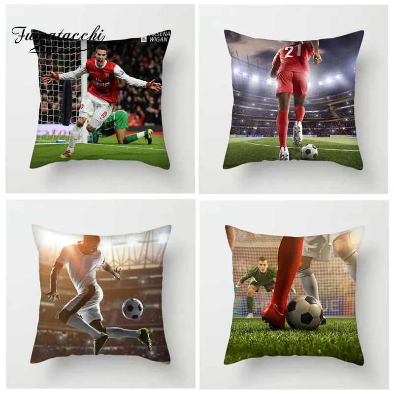 

Fuwatacchi Soccer Ball Sports Style Cushion Cover Famous Soccer Ball Star Printed Pillow Cover Decorative Pillows For Sofa Car