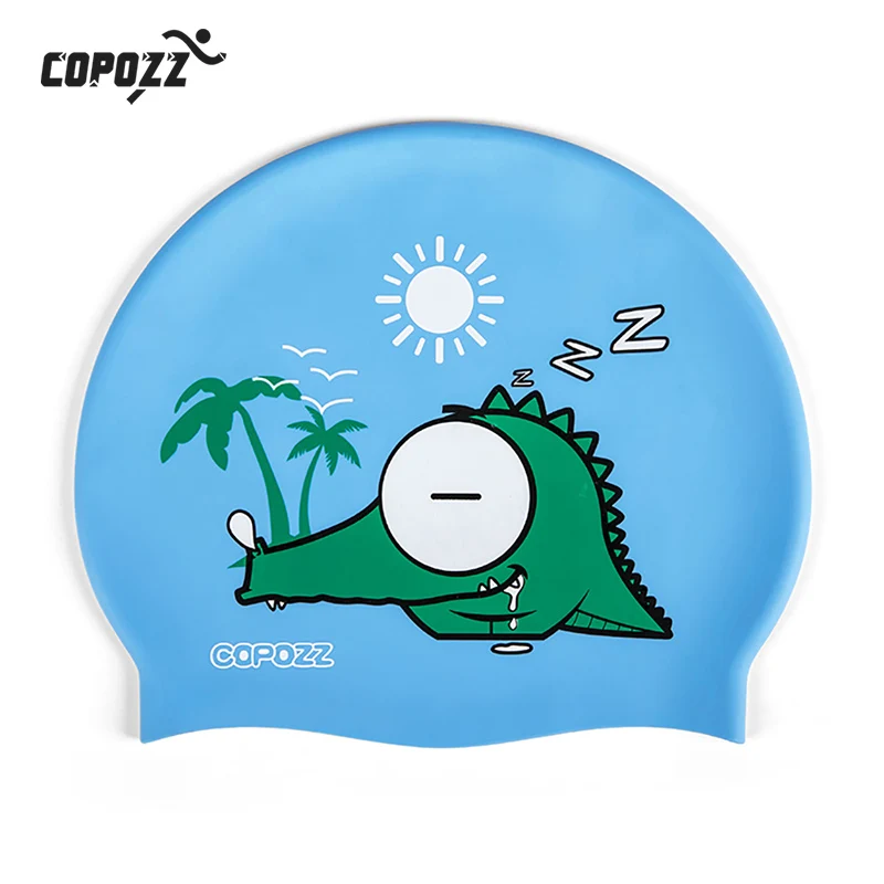 COPOZZ Swimming Cap for Pool Cute Cartoon Dog Children Kids Badmuts Waterproof Protect Ears Long Hair Boy Girl Sports Swim Hat Outdoor and Sports Water Sports