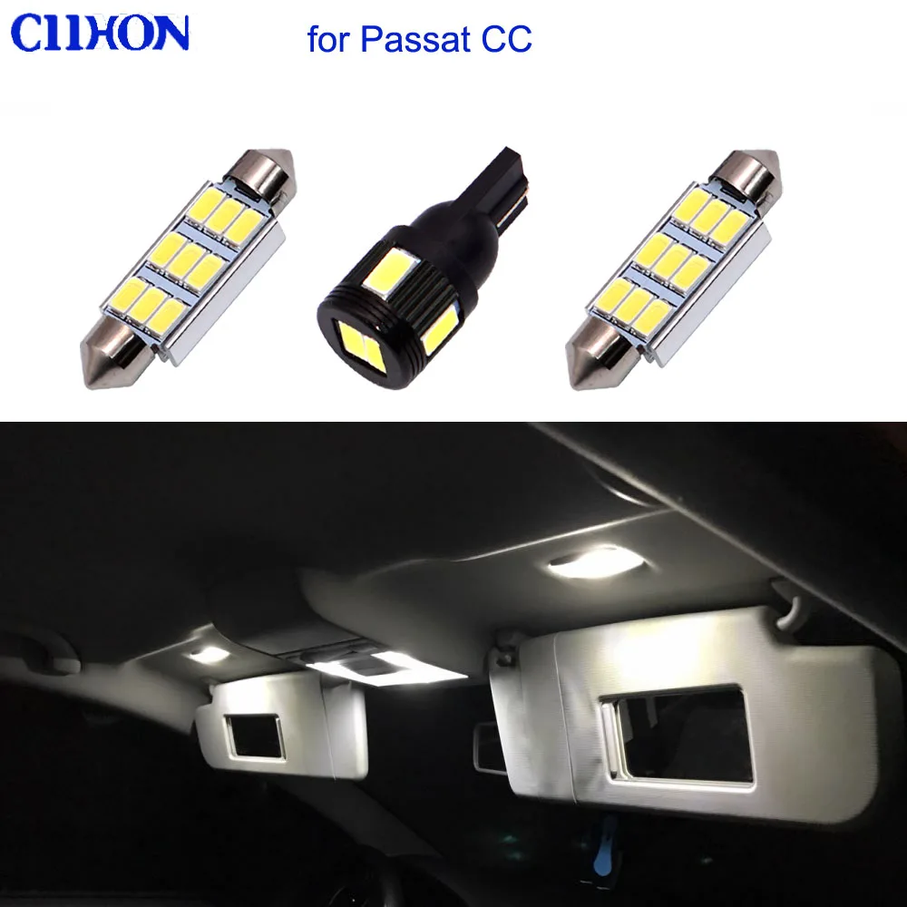Ciihon 10pcs Car LED Lights for VW Passat CC,White Auto Interior