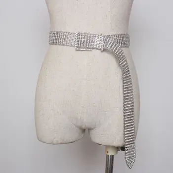 

Droppshiping Women Shining Rhinestone Waistband Glitter Wide Chain Belt Waist Belts BFJ55