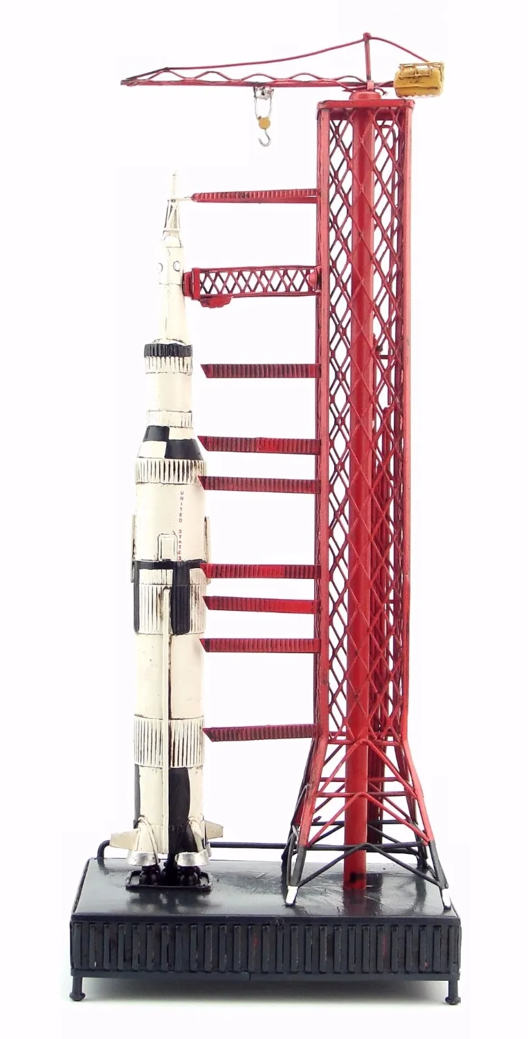 Goedkoop Maken Oude Ambacht Modellen door Hand Model Appollo Saturn vijf rocket retro klassieke smeden metalen ambachten model RAKET