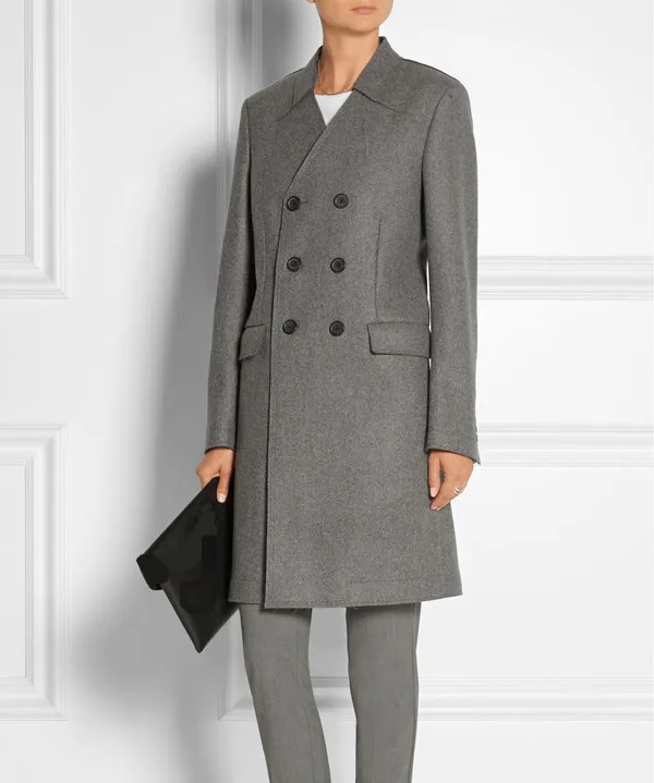 

UK Manteau femme 2019 Autumn Winter Women Grey Wool Simple Wide-waisted Long Coat Female Brand Classic Overcoat abrigos mujer