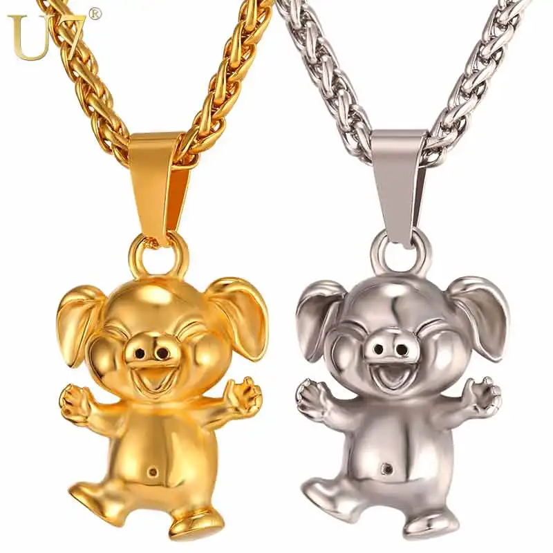 Aliexpress.com : Buy U7 Cute Little Pig Necklace Gold ...