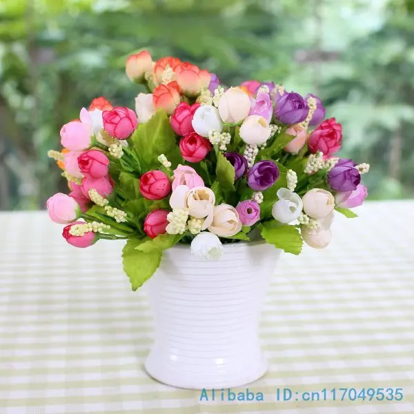 6 шт красивые мини шелковые розы Букет искусственных цветов Свадебные украшения дома подарок F249