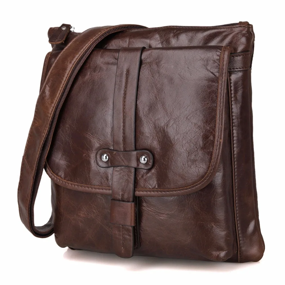 

Augus Top Quality Hot Selling Messenger Crossbody Bag Chocolate Trendy Cow Leather Bag Men's Shoulder Bag 7045Q