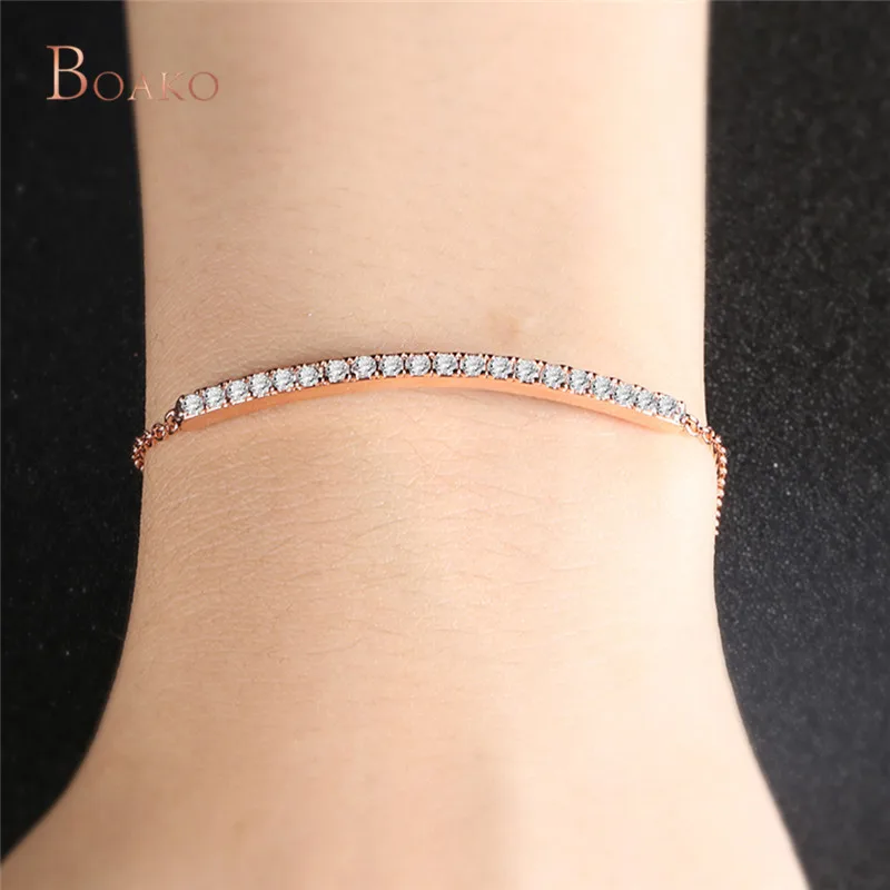 

2018 New Luxury Rose Gold Color Chain Link Bracelet for Women Ladies Shining AAA Cubic Zircon Crystal Jewelry pulsera hombre Z4