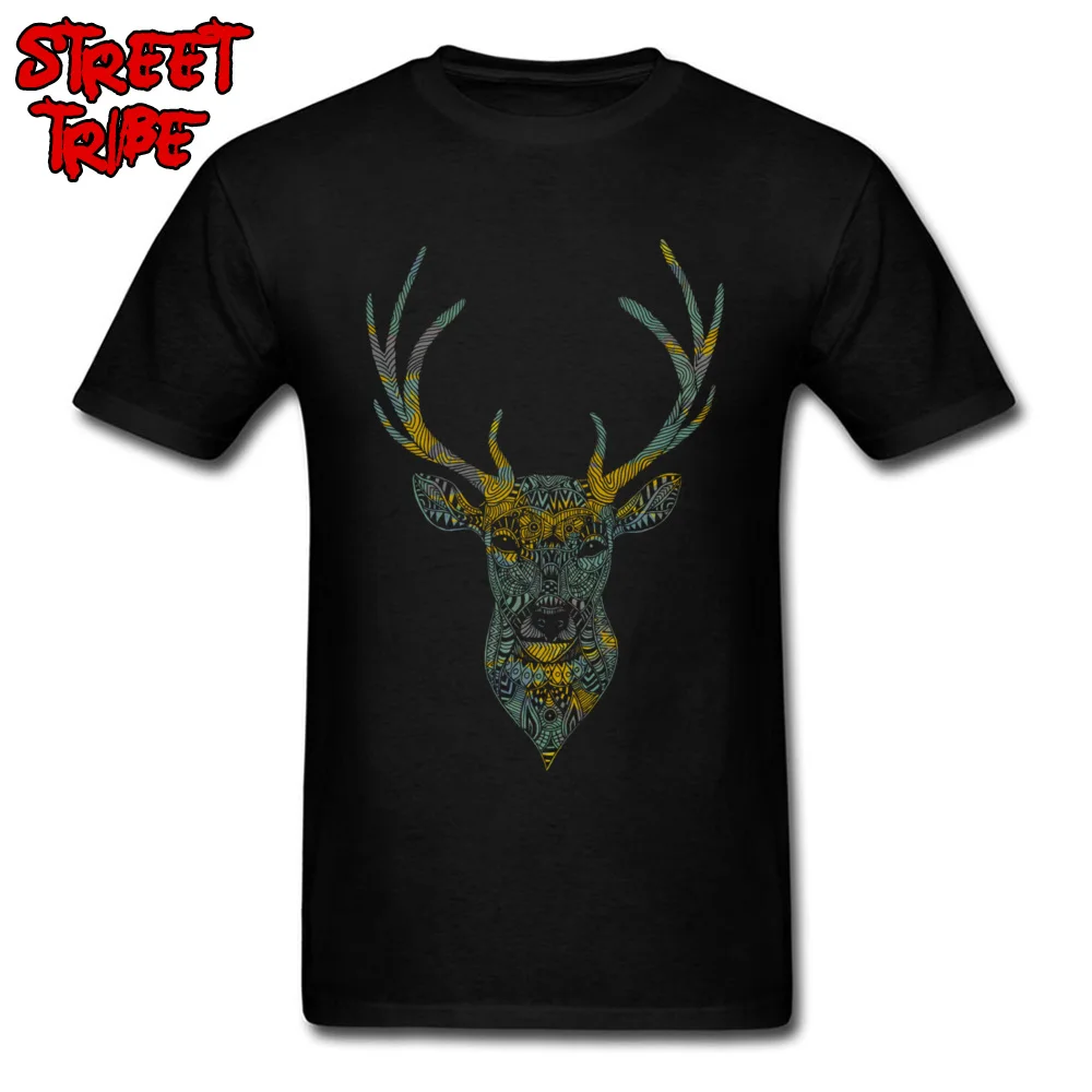 Deer Elusive Tops & Tees Funky Round Collar 3D Printed Short Sleeve Pure Cotton Student T-shirts Simple Style Tshirts Deer Elusive black