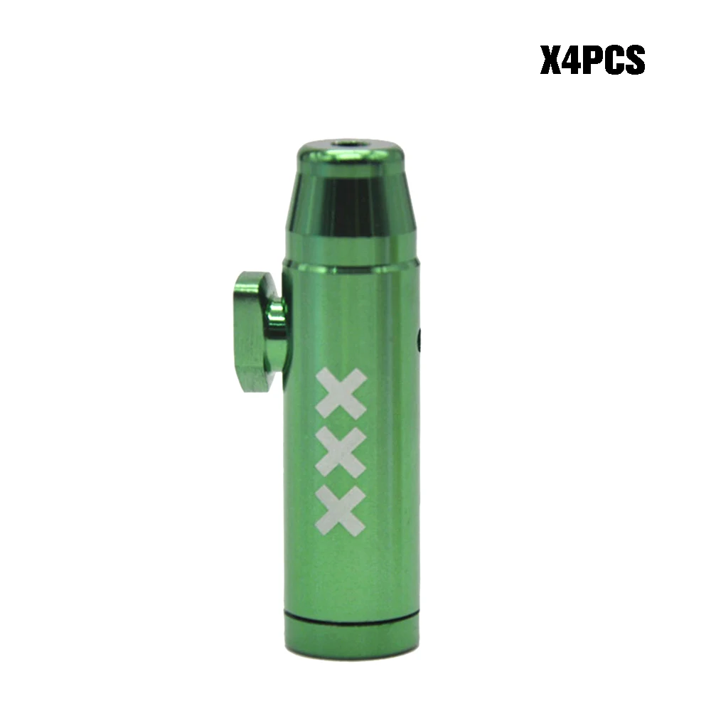COURNOT 4 шт. х два типа портативный алюминиевый нюхательный снортер с логотипом XXX диспенсер порошок нюхатель пуля ракета нюхер - Цвет: green