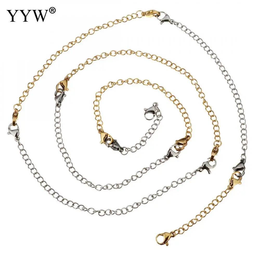 8Strands/lot Hot sale 2 3 4 6 inch Stainless Steel Silver/gold Extend