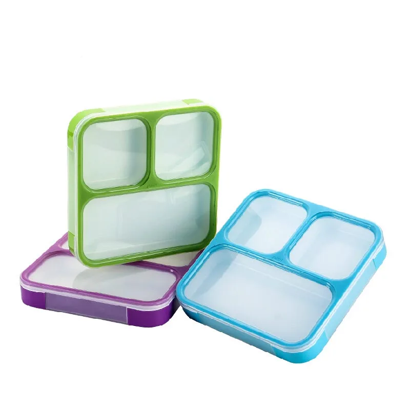 Kopen Draagbare Drie Blok School Kantoor Ourdoor Bento Box Plastic Verzegelde Behouden Versheid Lunchbox Magnetron Vaatwasser Beschikbaar FH6