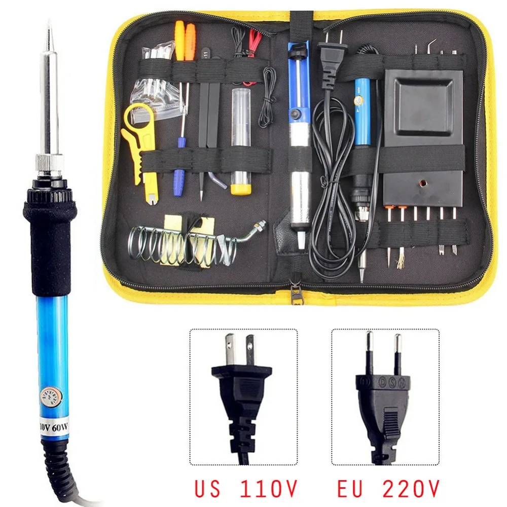 

Hot 25Pcs/Set 60W Adjustable Temperature Electric Soldering Iron Set Welding Solder Station Heat Pencil Repair Tool Kit#276148