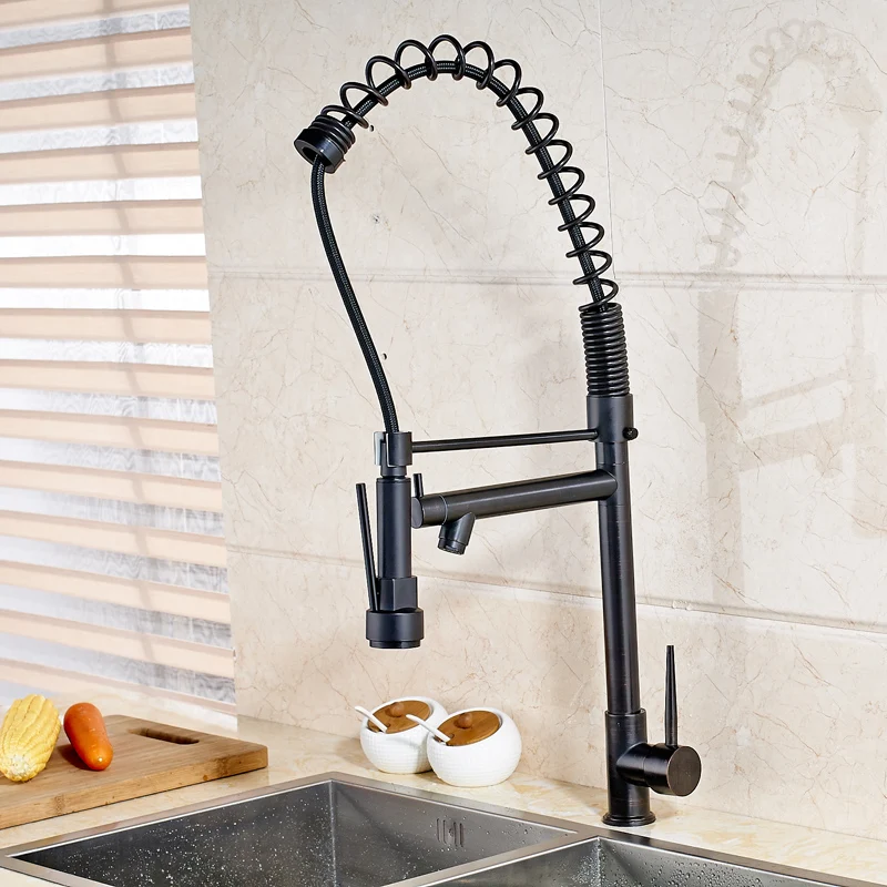 

Oil Rubbed Bronze Deck Mounted Single Handle Kitchen Spring Mixer Faucet