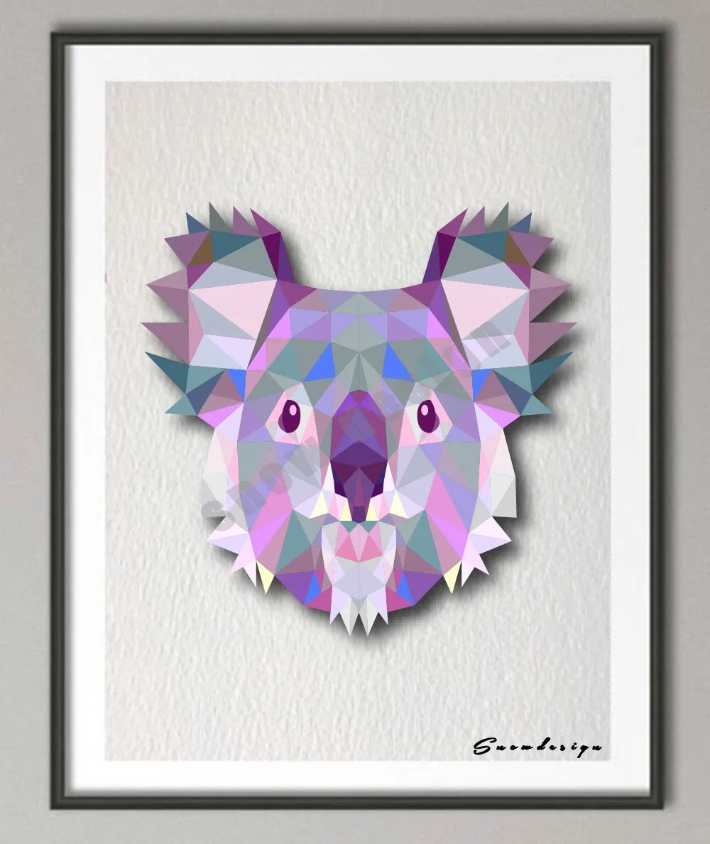 Rendah Poli Geometris Karang Beruang Kanvas Lukisan Hewan Wall Art Rendah Poli Geometris Karang Beruang Kanvas Lukisan Hewan Wall Art