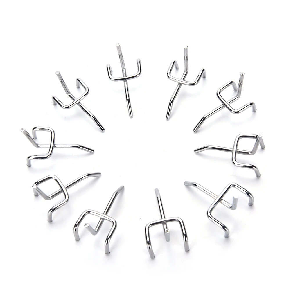 10Pcs 5cm Stainless Steel Peg Board Hooks Chrome Metal Pegboard Hooks