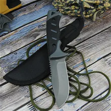 EVERRICH Fishing diving knife hunting knife camping tool tactical knife complete or serrated fixed blade knife+ scabbard