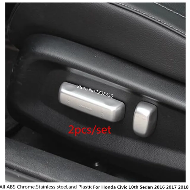 For Honda Civic 10th Sedan 2016 2017 2018 Car Cover Detector Abs For Honda Civic 10th Sedan 2016 2017 2018 Car Cover Detector Abs Chrome Seat Adjustment On Switch Trim Accessories 2pcs