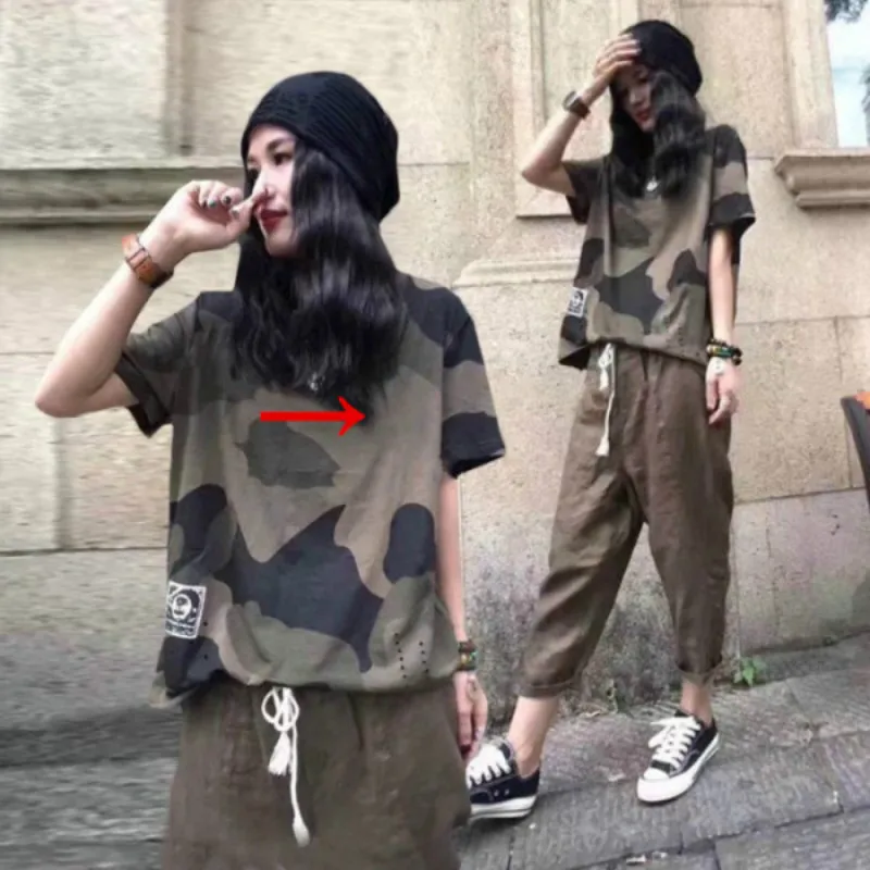 

Pregnancy Clothes Sets for Pregnant Summer Maternity Set Loose Breastfeeding Nursing Clothes Suit Camouflage T-shirt + Pants