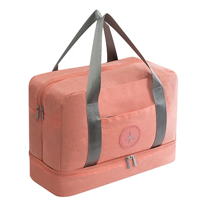 New Cationic Fabric Waterproof Travel Bag Large Capacity Double Layer Beach Bag Portable Duffle Bags Packing Cube Weekend Bags - Цвет: Pink