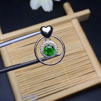 

Fidelity natural 5mm diopside pendants s925 sterling silver fashion fine jewelry for women party natural green gemstone