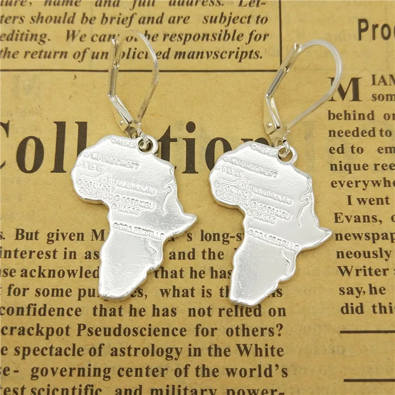 

LPHZQH Fashion Africa Map Earings For Women Map Drop Earings African Accessories Jewelry Gold Color Silver Color