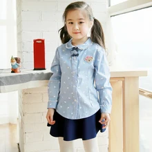 Девушки с длинными рукавами рубашка хлопка девушка весной и осенью период и печатных рубашку