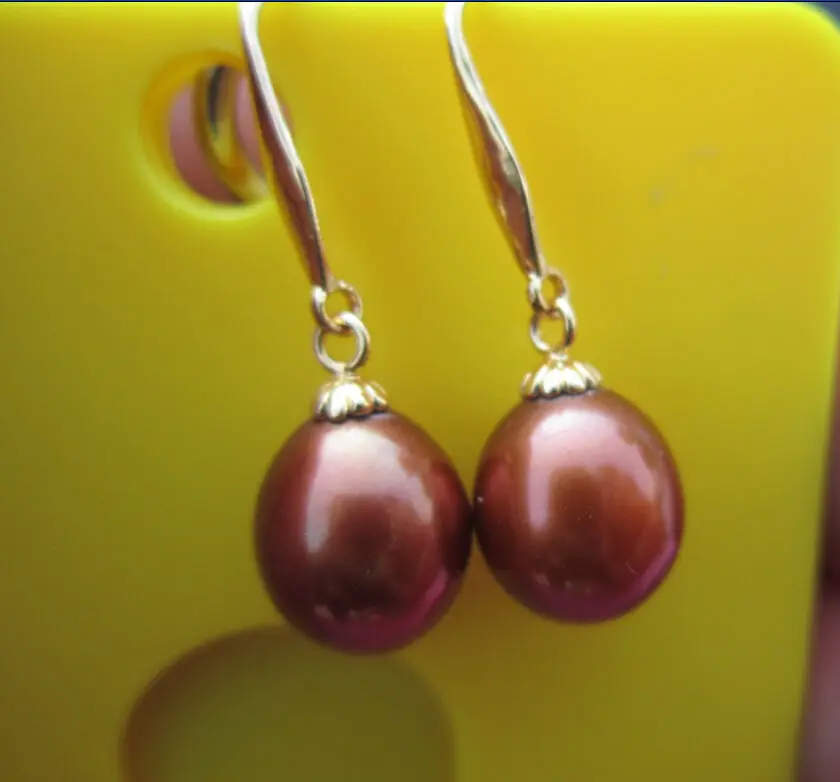 

GORGEOUS 11-13mm AAA+ CHOCOLATE SOUTH SEA PEARL DANGLE EARRING 14k r