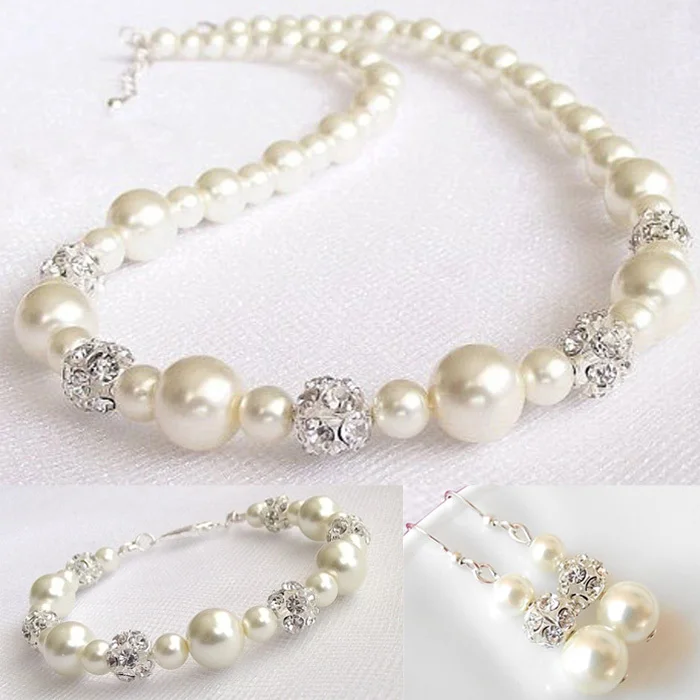 

2017 Fashion Pearl Jewelry Sets Pearl Necklace/Earrings/Bracelet African Beads Jewelry Set Wedding Jewelry