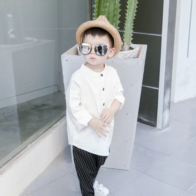 chinese style cotton linen baby boys white shirt age for 1 6 yrs kid
