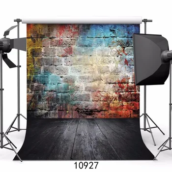 

SJOLOON color bricks wall and wood floor vinyl photography background kids photo backdrop digital print backdrop for studio prop