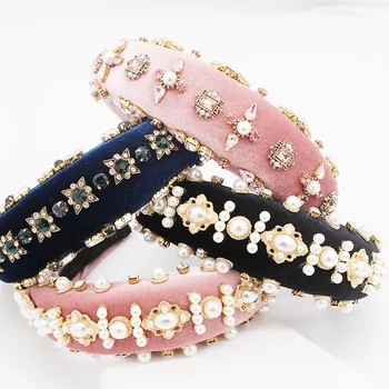 

Baroque luxury heavy work exaggerated wild temperament headband rhinestone pearl personality fashion female headband 954